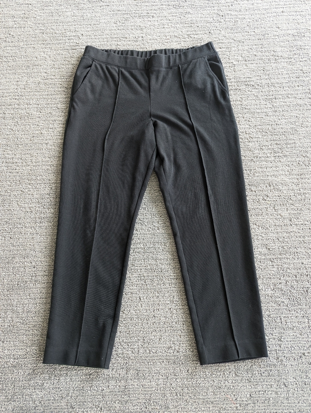 J. Crew Pintuck Sweatpants Black Pull On Pants Pockets - Picture 2 of 10